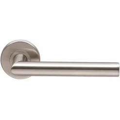 Poignées de porte sur rosaces rondes - inox - EST 21 NORMBAU