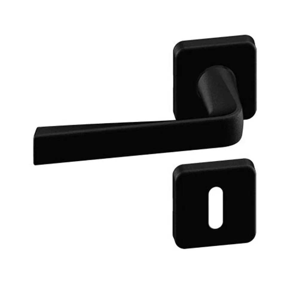 Poignées sur rosaces carrées - aluminium noir mat - Kaza VACHETTE