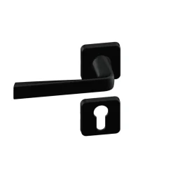 Poignées sur rosaces carrées - aluminium noir mat - Kaza VACHETTE