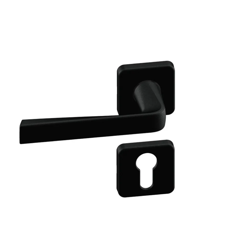 Poignées sur rosaces carrées - aluminium noir mat - Kaza VACHETTE