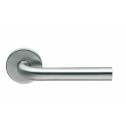 Poignées sur rosaces rondes - forme coudée - inox 304 - L 19 NORMBAU