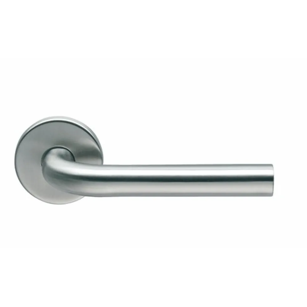 Poignées sur rosaces rondes - forme coudée - inox 304 - L 19 NORMBAU