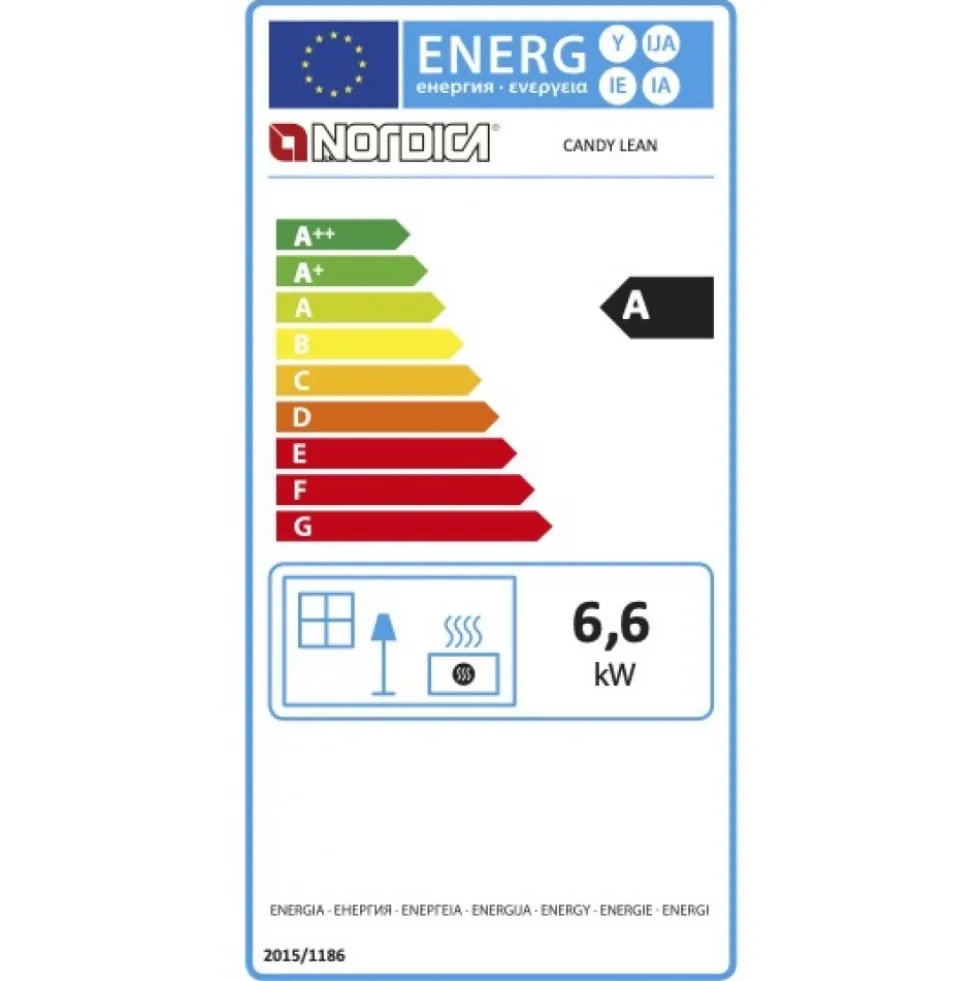 Poêle à bois en fonte émaillée 6,2 kW - Candy LEAN LA NORDICA EXTRAFLAME