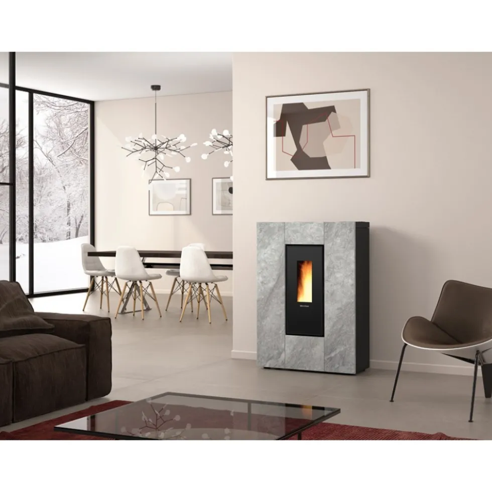 Poêle à granulés étroit et canalisé - 10 kW - Marilena Plus Petra AD LA NORDICA EXTRAFLAME