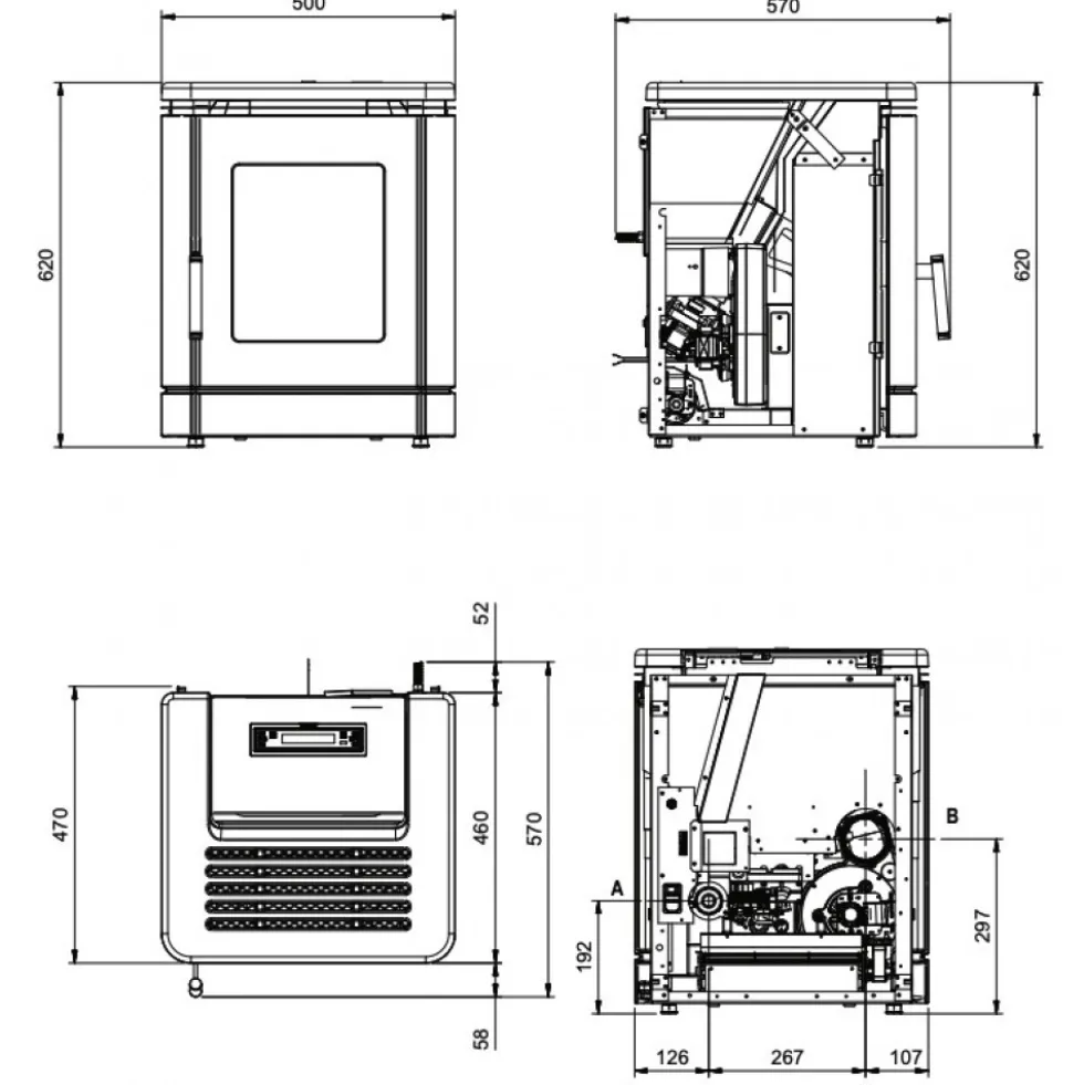 Poêle à granulés ventilé et étanche - 5,1 kW - noir - Peggy LA NORDICA EXTRAFLAME