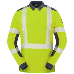 Polo haute visibilité multirisques LAPILLI jaune fluo / bleu marine CEPOVETT SAFETY