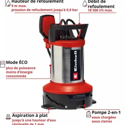 Pompe d’évacuation pour eaux claires et chargées 750W - GE-DP 7535 N LL ECO EINHELL