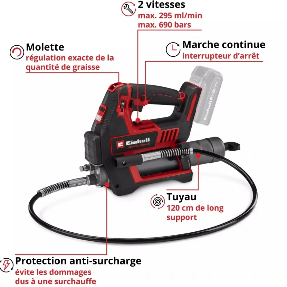 Pompe à graisse Pro TP-GR 18/690 Li - Solo - Power X-Change EINHELL PROFESSIONAL
