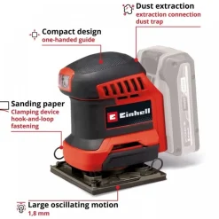 Ponceuse à main sans fil TE-OS 18/113 Li-Solo - Power X-Change EINHELL