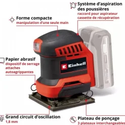 Ponceuse à main sans fil TE-OS 18/113 3X Li - Solo - Power X-Change EINHELL