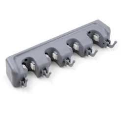 Porte-balais 4 trous et 5 crochets - plastique - gris EMUCA