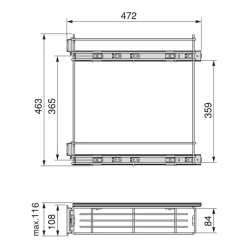 Porte-bouteilles latéral extractible SupraMax acier chromé - 150 mm EMUCA