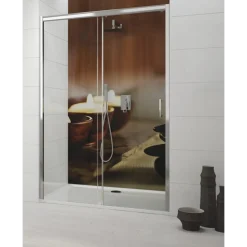 Porte de douche-140cm-vitrage transparent-Version Droite et Gauche-Tyxo LEDA
