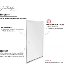 Porte de douche pivotante 80 cm - chromé - Serenity JACOB DELAFON