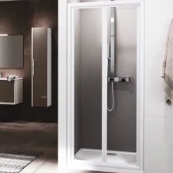 Porte de douche pliante transparente H190cm - profilé blanc - Riviera 2.0 S NOVELLINI
