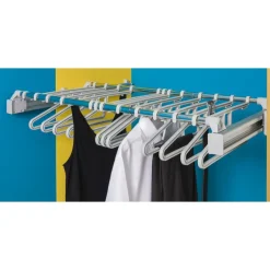 Porte-vêtements polyvalent coulissant - barres de support + 12 cintres AMBOS