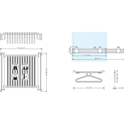 Porte-vêtements polyvalent coulissant - barres de support + 12 cintres AMBOS
