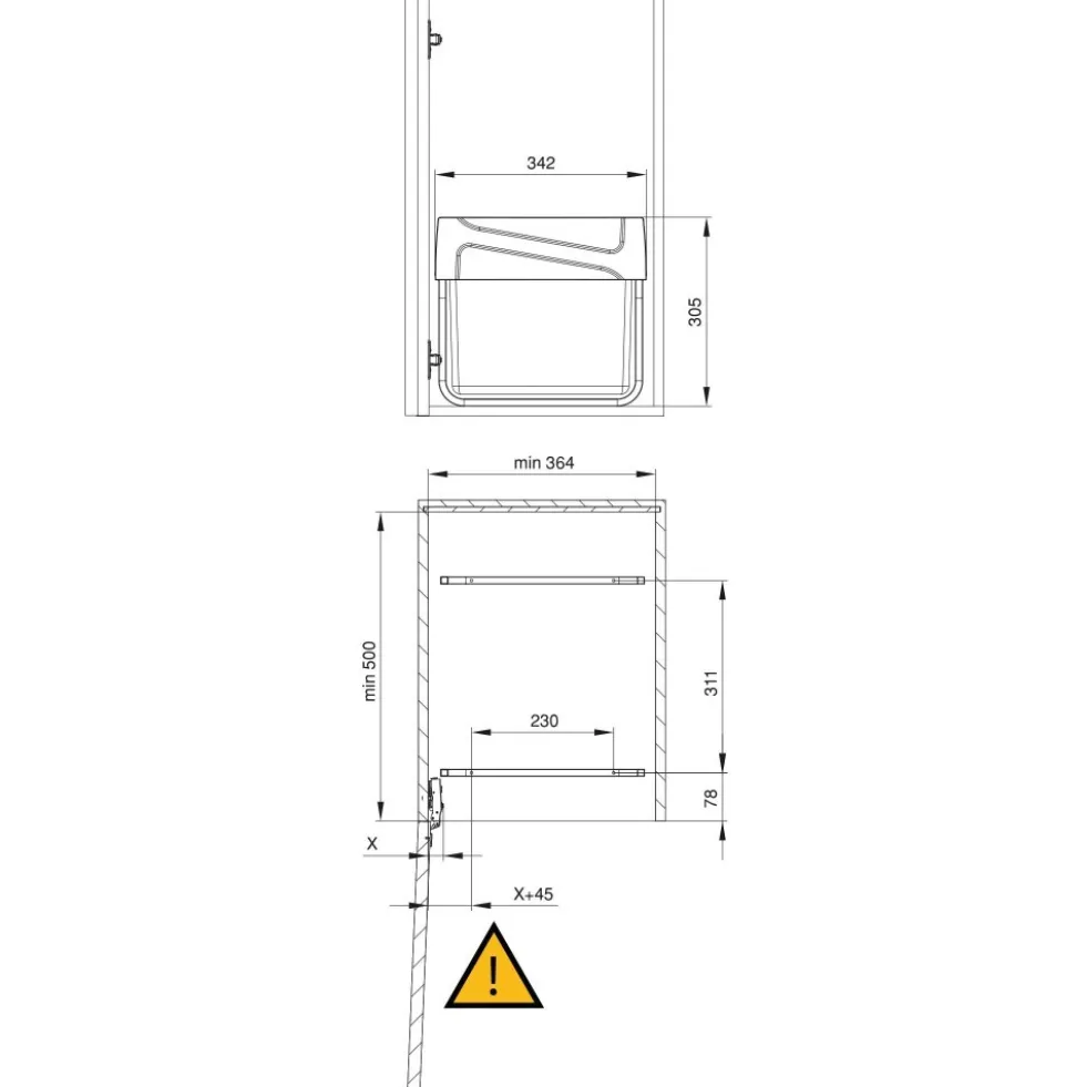 Poubelle coulissante 30 litres - 2 bacs de 15 litres EMUCA