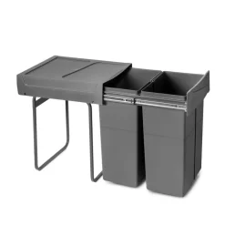 Poubelle de tri sélectif Recycle pour cuisine -2 x 25L -gris anthracite EMUCA