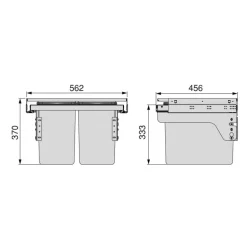 Poubelle de tri sélectif Recycle pour cuisine -2 x 24L -gris anthracite EMUCA