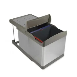 Poubelles de recyclage pour la cuisine - 2 x 16 litres - gris EMUCA