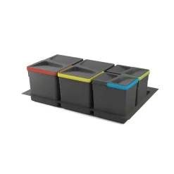 Poubelles de recyclage - 2 x 12L + 2 x 6L - 800mm - plastique - gris EMUCA