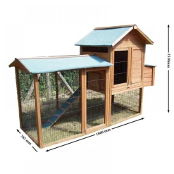 Poulailler bi-corps de grande taille en bois - 1,86 x 0,76 m - 2,13 m2 HABRITA