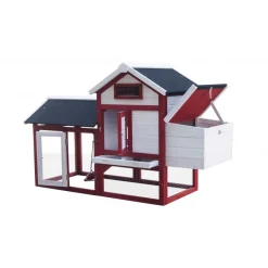 Poulailler en bois bicorps couvert bicolore - 152 x 62 x 92 cm HABRITA