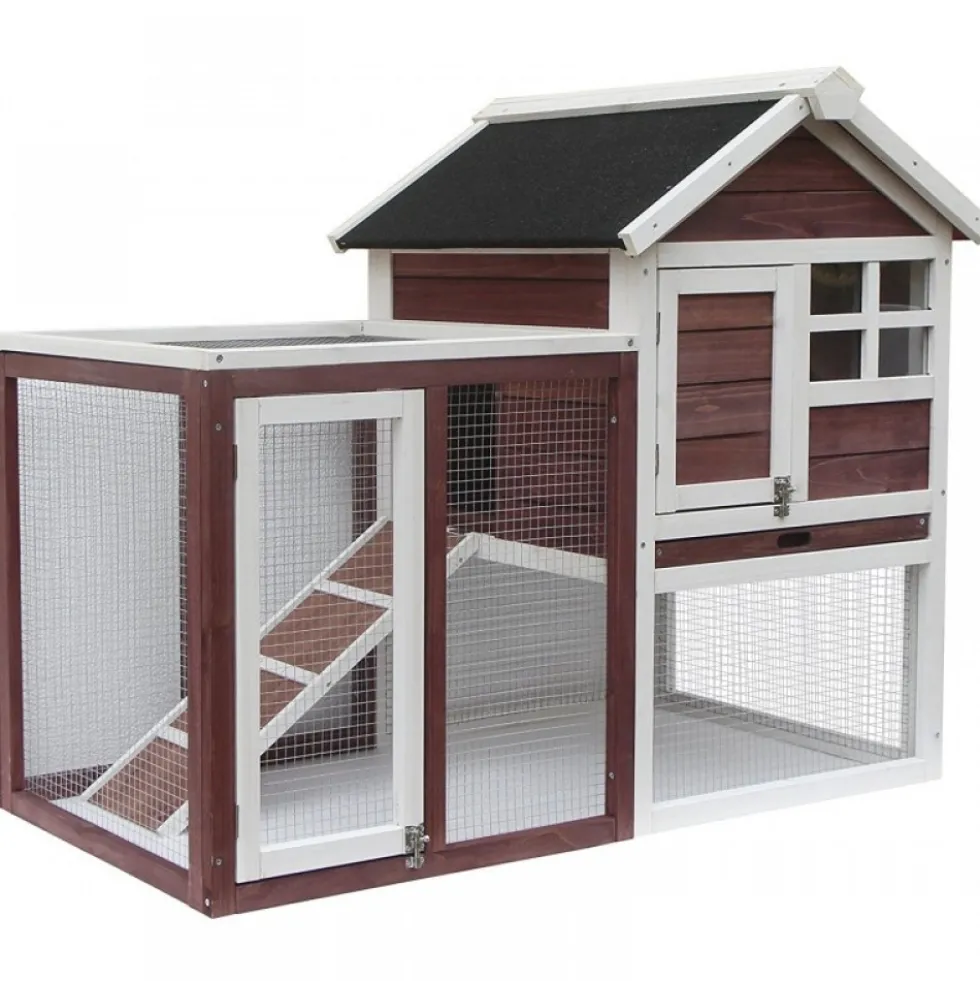 Poulailler en bois bicorps couvert bicolore 122 x 63 x 92 cm HABRITA
