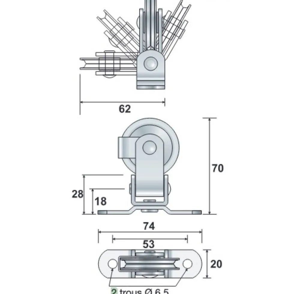 Poulie articulée - pour système incendie GRDKM 2202 - 4069 GROOM