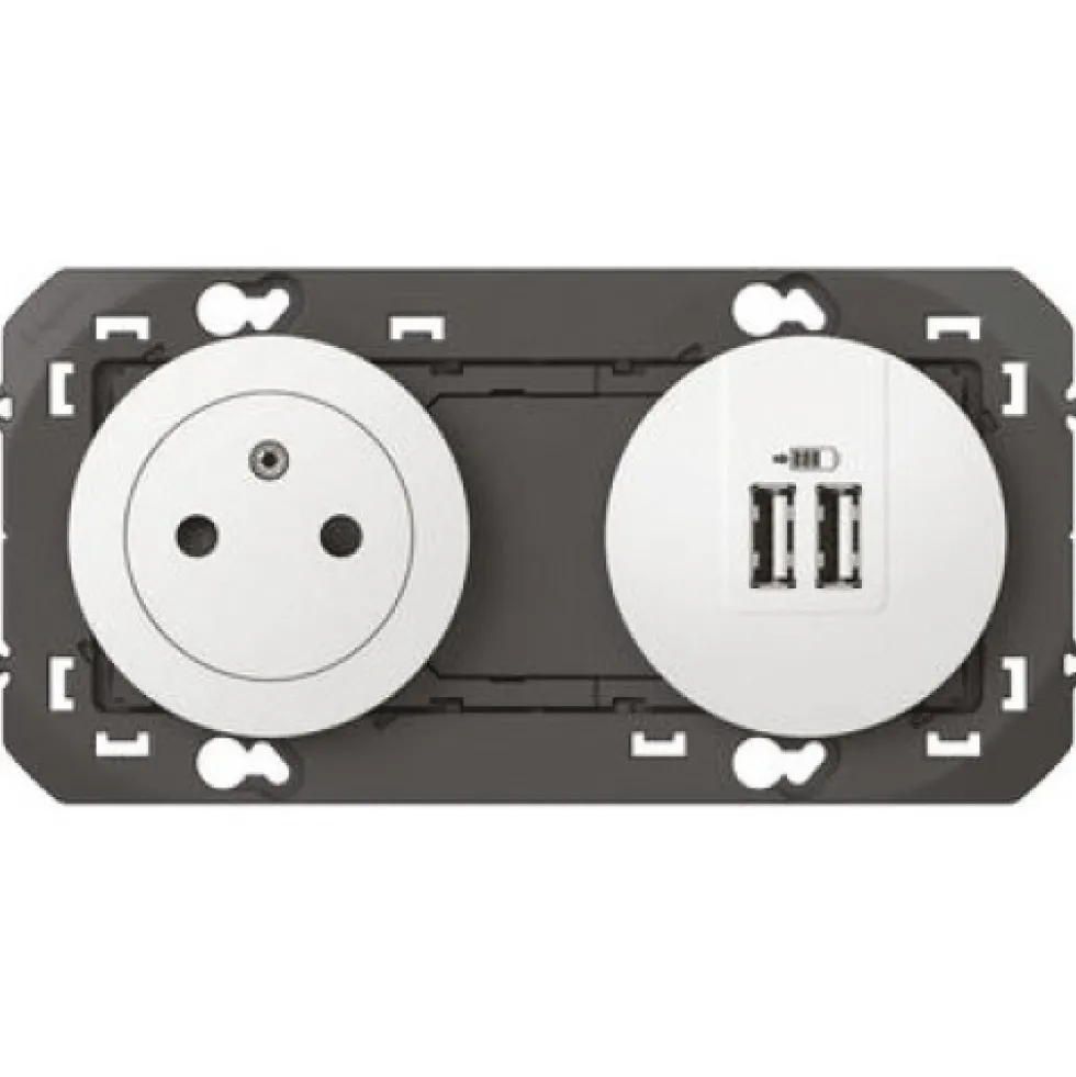 Prise de courant fort 2P+T + chargeur double USB - Dooxie LEGRAND