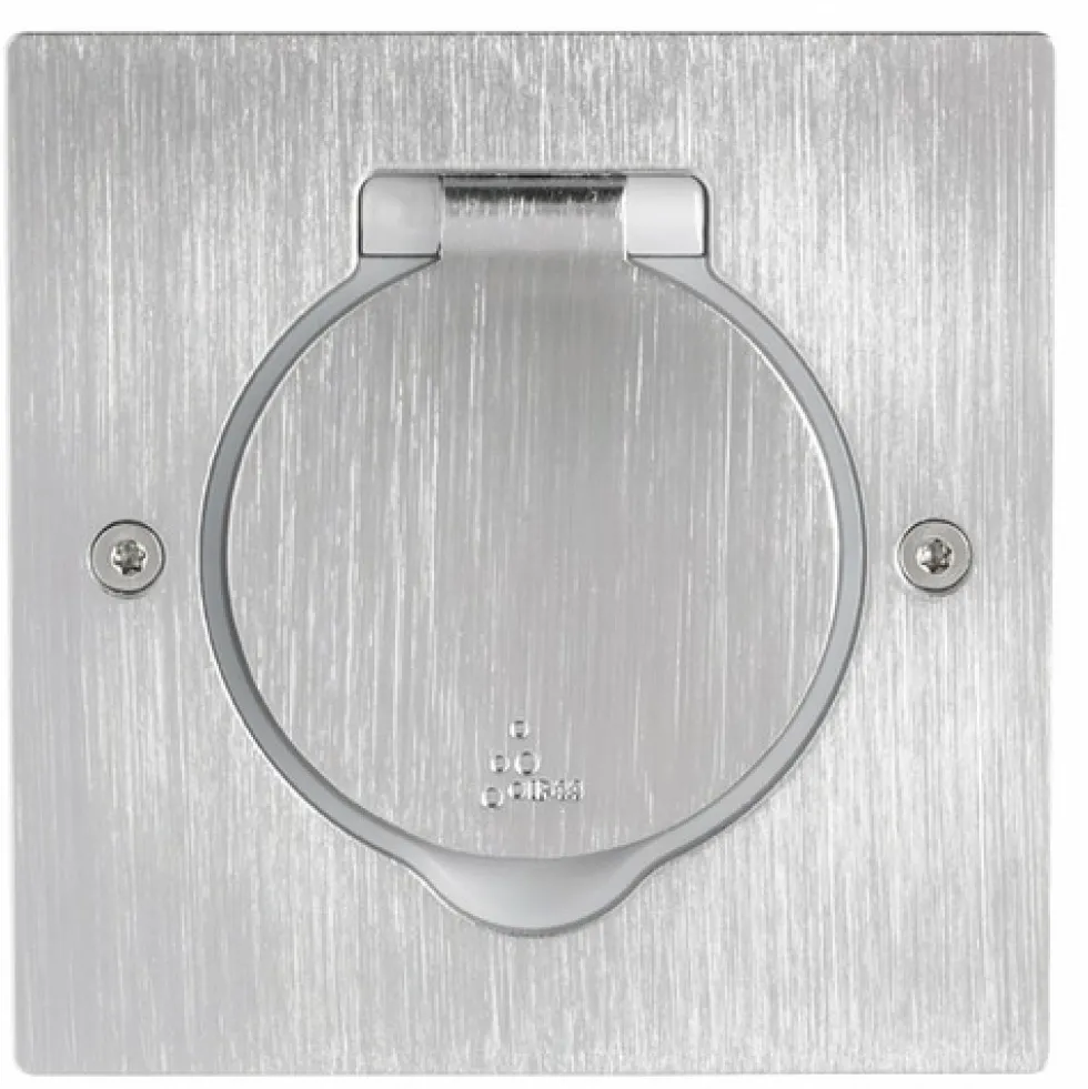 Prise de sol - Platinum - inox brossé - à équiper avec prise LEGRAND