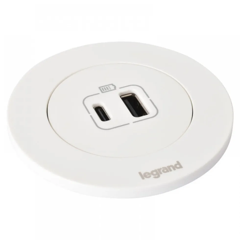 Prise encastrable sur plan avec chargeur USB-A/C - INCARA™ Disq 60 LEGRAND