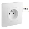 Prises de courant 2P+T - 16A - blanc - boîte de 10 - Caly DEBFLEX