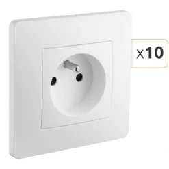 Prises de courant 2P+T - 16A - blanc - boîte de 10 - Caly DEBFLEX