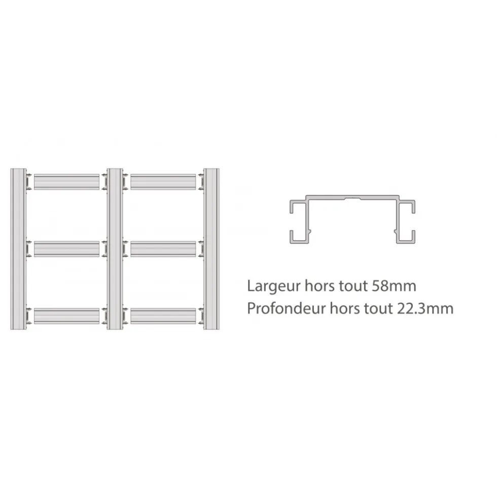 Profilé aluminium Domalurail pour clips et structure Stratlock SL-SRLE DOMARINE