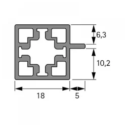Profil aluminium noir en tube carré pour système Cadro - longueur 3 m HETTICH
