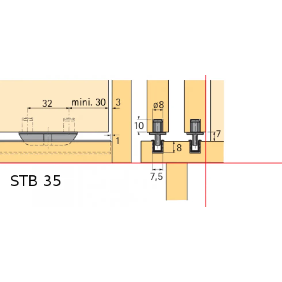 Profilé de guidage inférieur STB 35 HETTICH