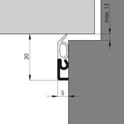 Profil d'encadrement de porte - aluminium - lèvre PVC souple - Elro XL ELLEN