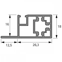 Profil pour porte coulissante pour système Cadro - longueur 3000 mm HETTICH