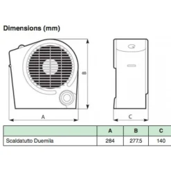 Radiateur électrique soufflant puissance 2000 watts - Scaldatutto VORTICE