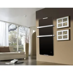 Radiateur sèche serviette Noir -900 W - thermostatique et électronique CHEMIN' ARTE