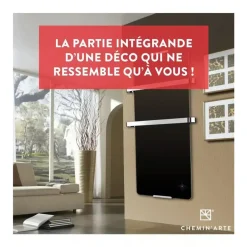 Radiateur sèche serviette Noir -900 W - thermostatique et électronique CHEMIN' ARTE