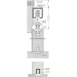 Rail haut pour porte coulissante 110 200 longueur 2000 mm ou 3000 mm ROB