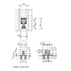 Rail haut pour porte coulissante Junior 40 HAWA