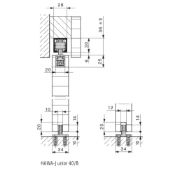 Rail haut pour porte coulissante Junior 40 HAWA