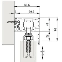 Rail porte coulissante - fixation murale + bandeau - Junior 80/100 HAWA
