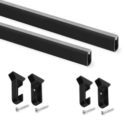 2 rails de penderie avec supports - longueur 750 mm - aluminium noir EMUCA