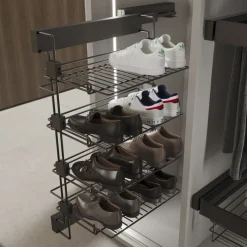 Range-chaussures latéral coulissant pour dressing Quartz - titane EMUCA