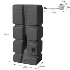 Récupérateur d'eau gris + kit collecteur - 310 litres - Recup'ECO EDA PLASTIQUES